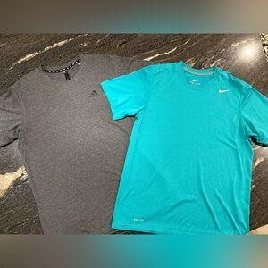 Nike and Adidas Men's Gray and Blue Shirts